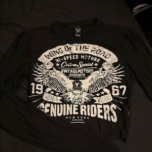 Black Graphic Long Sleeve Top